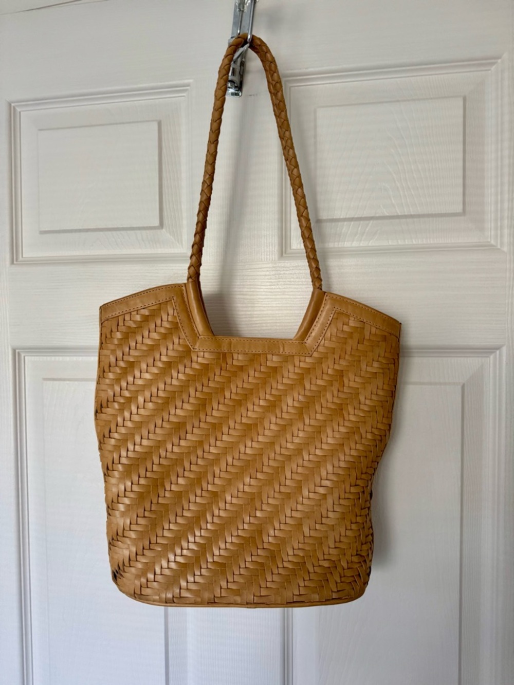 Woven Shoulder Tote in Natural Tan - Picture 5 of 6